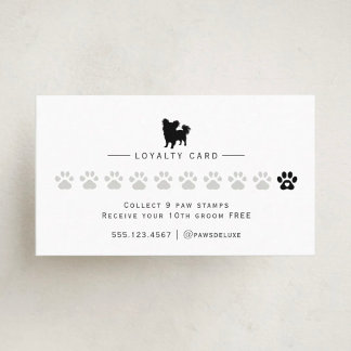 Modern Minimalist Dog Grooming Silhouette Logo Loyalty Card