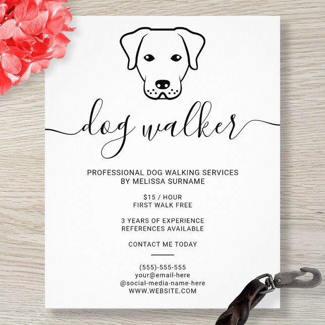 Modern Minimalist Dog Line Art Design - Dog Walker Flyer (Creator Uploaded)