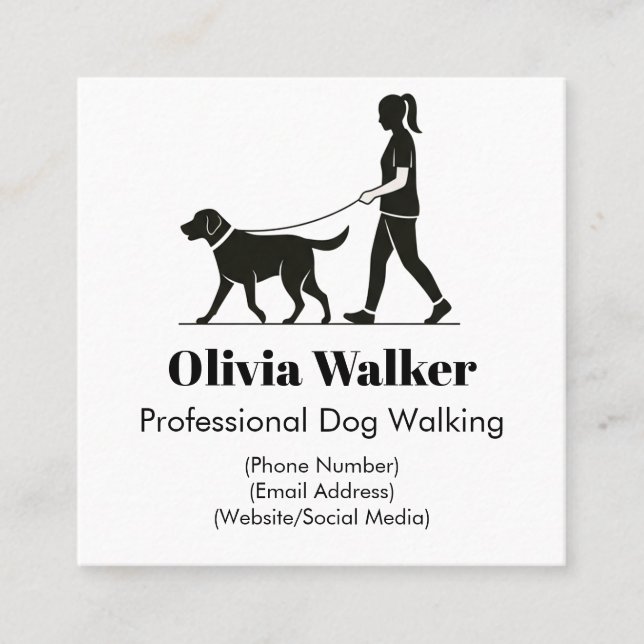 Modern Minimalist Dog Walker Business Card (Front)