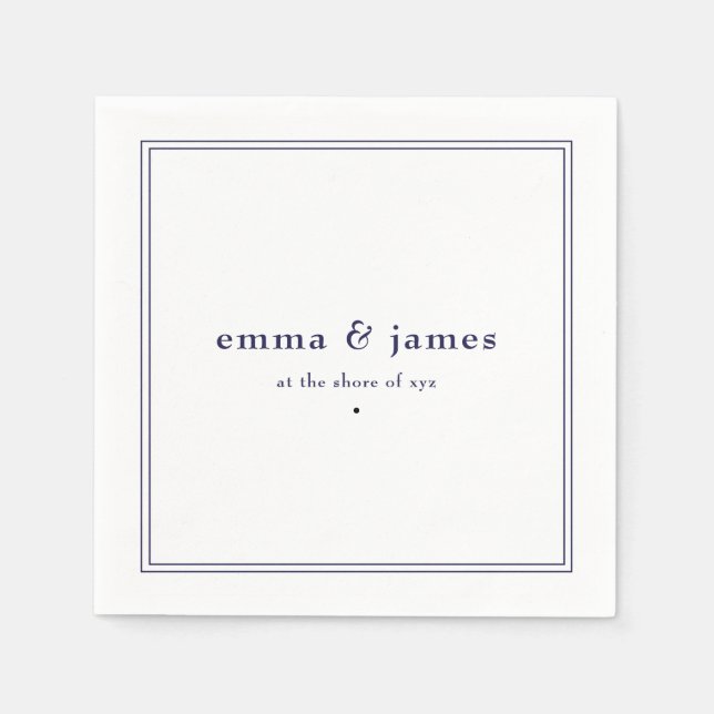 Modern Minimalist Double Border Wedding Napkins (Front)