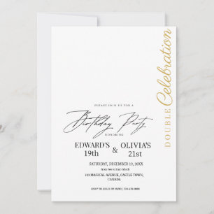 Modern Minimalist Double Celebration Birthday  Invitation