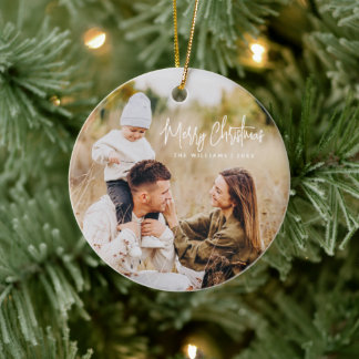 modern minimalist double-sided photo ceramic ornament