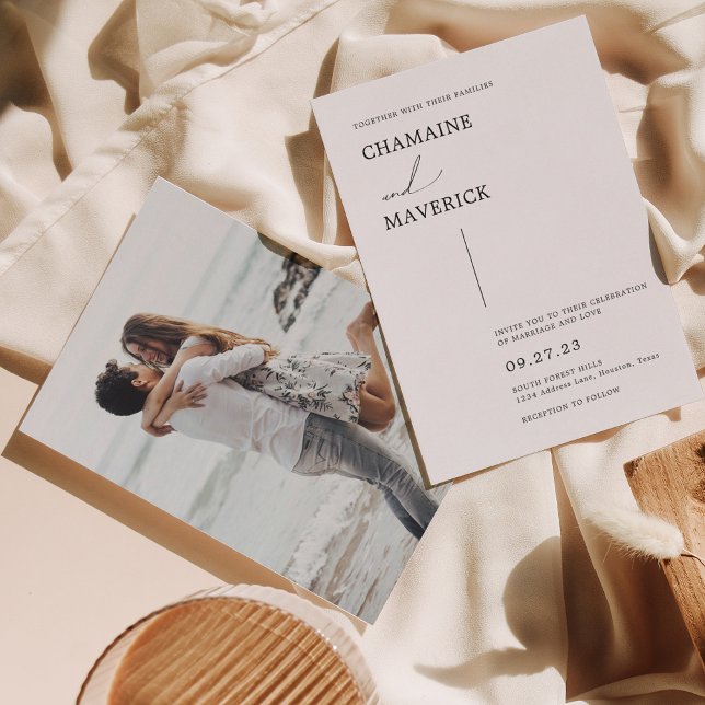 Modern Minimalist Dreamy Script Photo Wedding Invitation (Creator Uploaded)