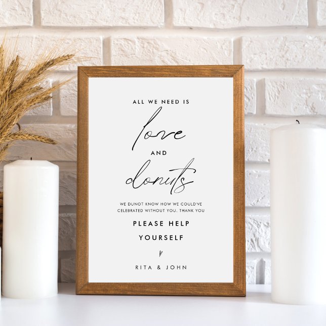 Modern Minimalist Dunot Bar Wedding Cake Sign (Creator Uploaded)