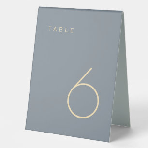 Modern Minimalist Dusty Blue and Gold Table Number