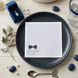 Modern Minimalist Dusty Blue Bow Baby Shower Napkin