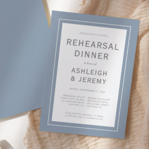 Modern Minimalist Dusty Blue Grey Rehearsal Dinner Invitation