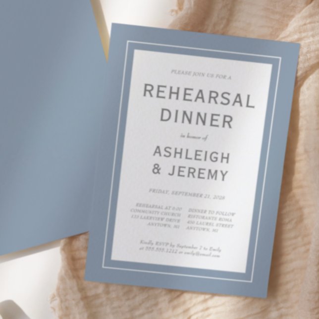 Modern Minimalist Dusty Blue Grey Rehearsal Dinner Invitation (Creator Uploaded)