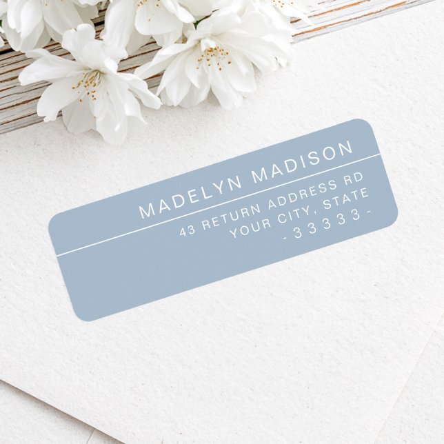 Modern minimalist dusty blue return address label (Modern minimalist dusty blue return address label)