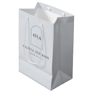 Modern Minimalist Dusty Blue Salon Product Logo Medium Gift Bag