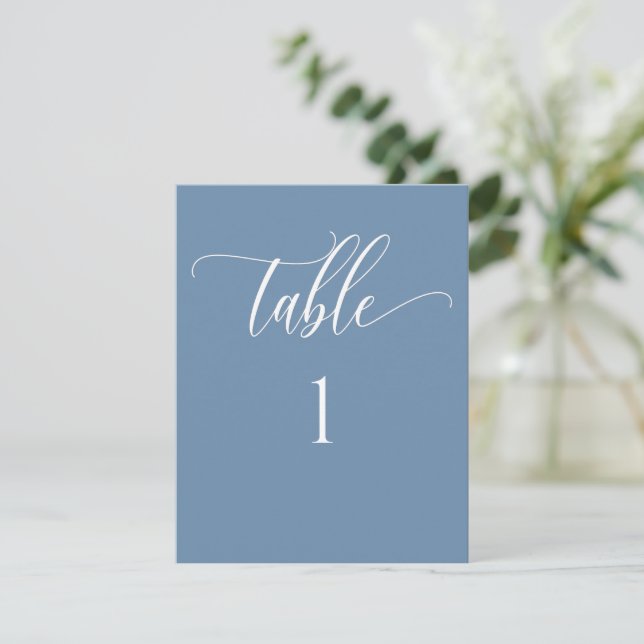 Modern Minimalist Dusty Blue Table Number Card (Standing Front)