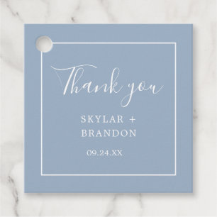 Modern Minimalist Dusty Blue Thank You Favour Tags