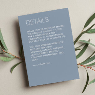 Modern Minimalist Dusty Blue Wedding Enclosure Card