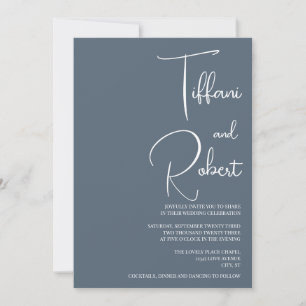 Modern Minimalist Dusty Blue Wedding  Invitation