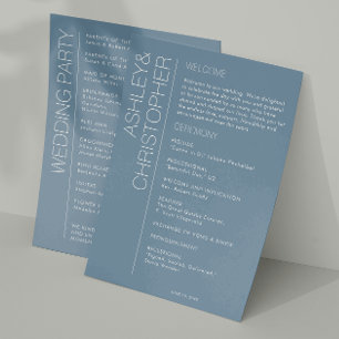 Modern Minimalist Dusty Blue Wedding Program
