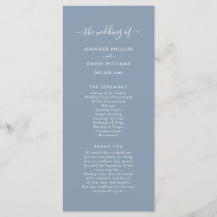 Modern Minimalist Dusty Blue Wedding Program