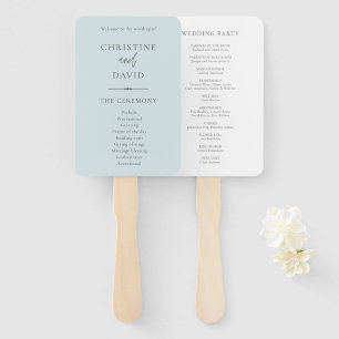 Modern Minimalist Dusty Blue Wedding Programs Hand Fan