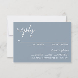 Modern Minimalist Dusty Blue Wedding RSVP Card