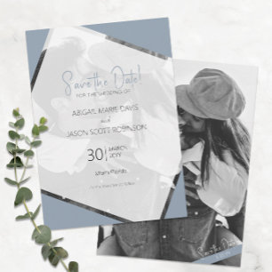 Modern Minimalist Dusty Blue Wedding Save the Date Invitation