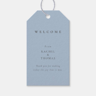 Modern Minimalist dusty blue Wedding Welcome Gift Tags
