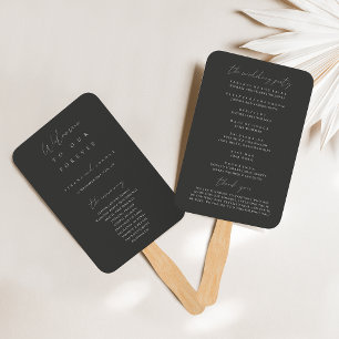 Modern Minimalist Dusty Grey Ceremony Program  Hand Fan