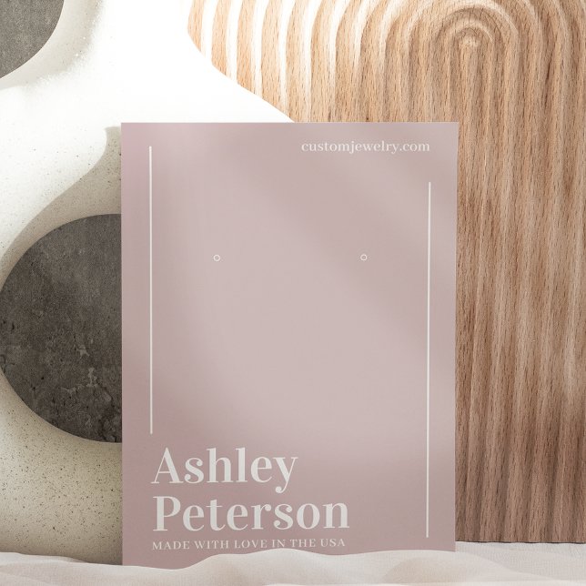 Modern minimalist dusty rose font earring business card (Creator Uploaded)