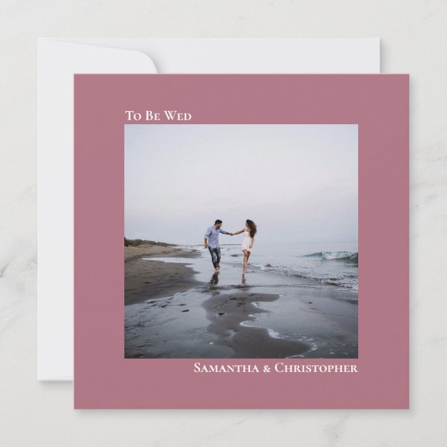 Modern Minimalist Dusty Rose Square Photo Wedding Invitation (Front)