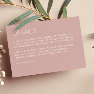 Modern Minimalist Dusty Rose Wedding Enclosure Card