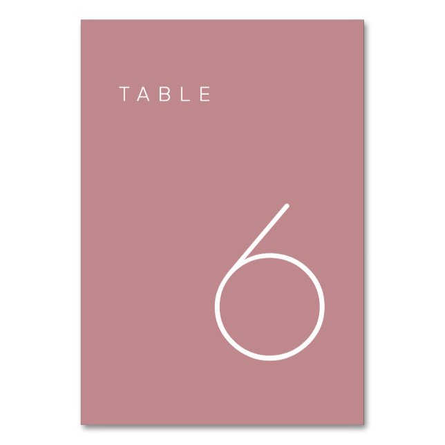 Modern Minimalist Dusty Rose & White Table Number (Front)