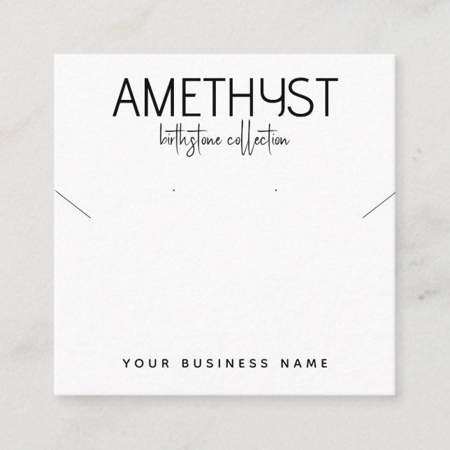 Modern minimalist earring jewellery display card (Front)