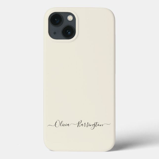 Modern Minimalist Ecru Off Whit Script Custom Name Case-Mate iPhone Case (Back)