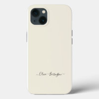 Modern Minimalist Ecru Off Whit Script Custom Name