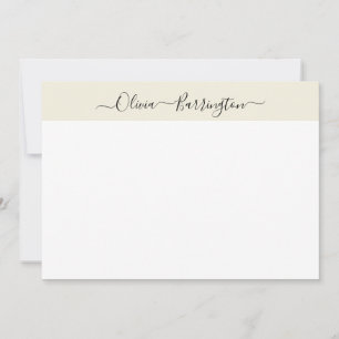 Modern Minimalist Ecru White Script Custom Name Thank You Card