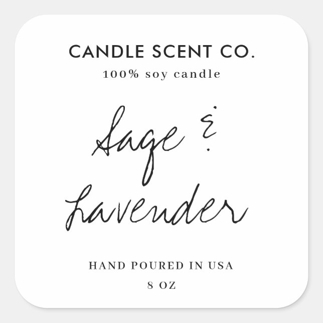 Modern Minimalist Editable Candle Label Template (Front)