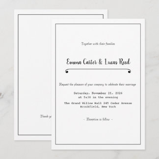 Modern Minimalist Editable Wedding Invitation