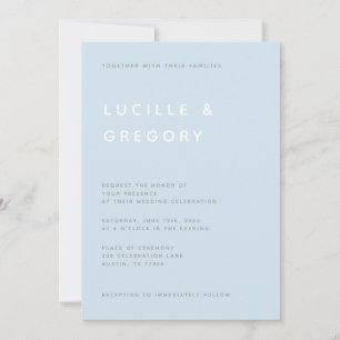 Modern Minimalist Editorial All Caps Sky Blue  Invitation