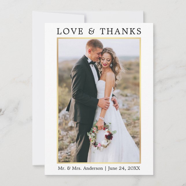 Modern Minimalist Elegance Love Thanks Wedding Thank You Card (Front)