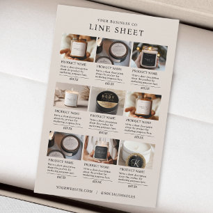 Modern Minimalist Elegant Beige Product Line Sheet