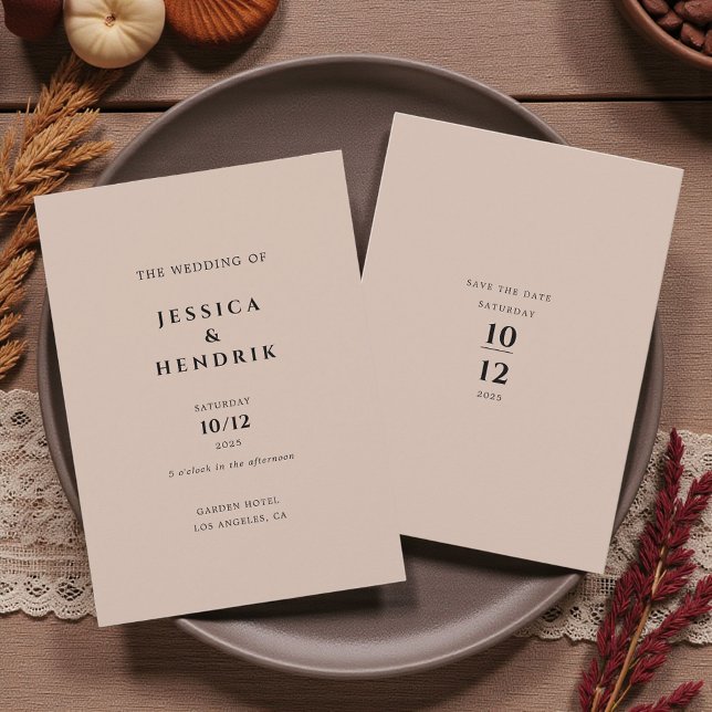 Modern Minimalist Elegant Bisque Wedding Invitation (Creator Uploaded)