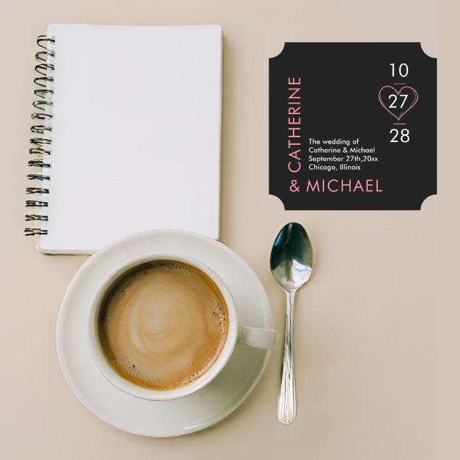 Modern Minimalist Elegant Black and Pink Paper Coaster (Creator Uploaded)