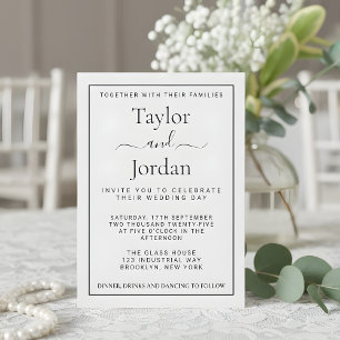 Modern Minimalist Elegant Black and White Script Invitation