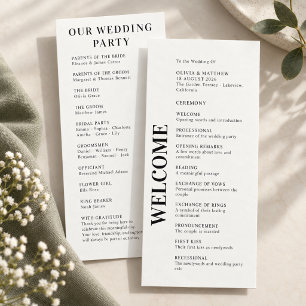 Modern Minimalist Elegant black and white Wedding Program