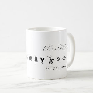 Modern Minimalist Elegant Black White Christmas Coffee Mug