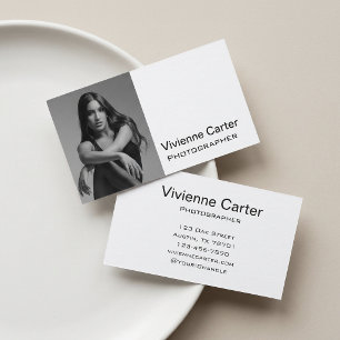Modern Minimalist Elegant Black White Photography Business Card