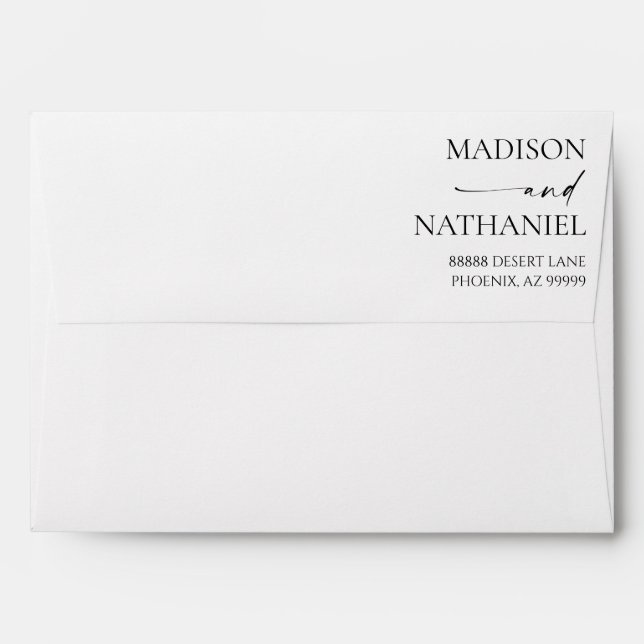 Modern Minimalist Elegant Black White Wedding Envelope (Back (Top Flap))