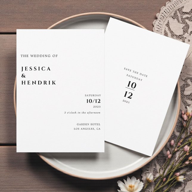 Modern Minimalist Elegant Black White Wedding Invitation (Creator Uploaded)