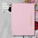 Modern Minimalist Elegant Blush Pink Monogrammed iPad Air Cover<br><div class="desc">Create your own iPad cover and protect your device in style.  Featuring a blush pink background and bold,  modern gold tone personalisation.  Make it exclusively yours by personalising it with your name.  Perfect gift for a new graduate or busy mum!</div>