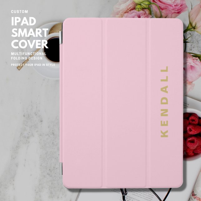 Modern Minimalist Elegant Blush Pink Monogrammed iPad Air Cover