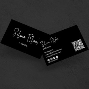 Modern Minimalist Elegant Bold & QR Code Business Card