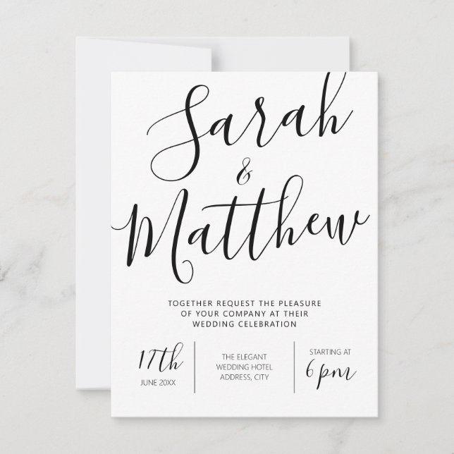 Modern Minimalist Elegant Calligraphy Invitation (Front)